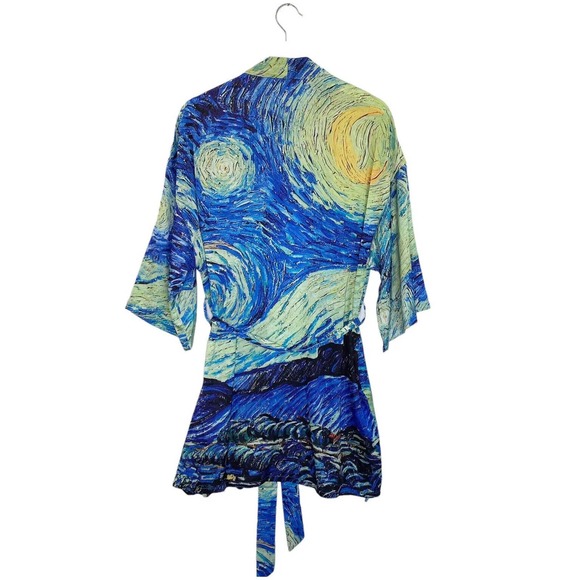 Van Gogh Robe Starry Night Womens Size Extra Large Kimono Exhibit Exclusive NEW - Picture 2 of 10